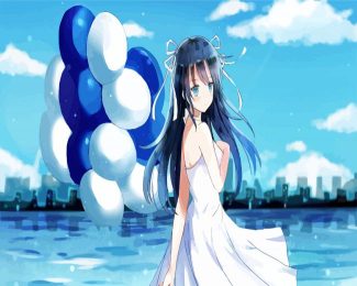 Anime Girl With Balloons diamond painting