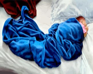 Baby In Blue Blanket diamond painting