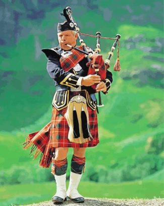 Bagpiper Playein Bagpipes In The Highlands diamond painting