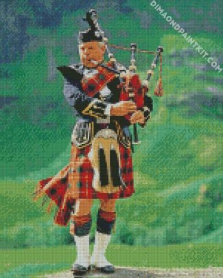 Bagpiper Playein Bagpipes In The Highlands diamond painting