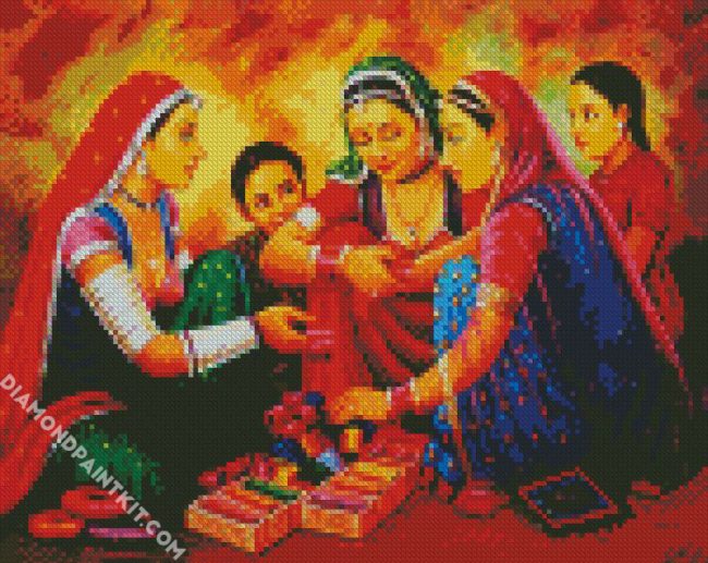 Bangle Seller And Girls diamond painting