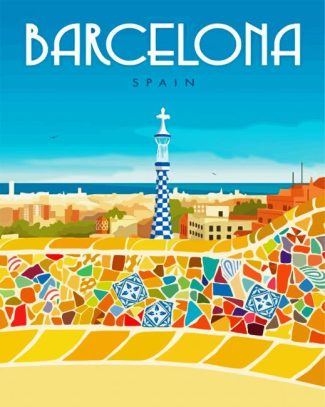 Barcelona Park Guell Gaudi diamond painting