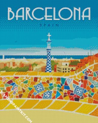 Barcelona Park Guell Gaudi diamond painting