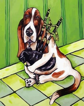 Basset Hound And Bagpipe diamond painting