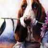 Basset Hound And Flower diamond painting