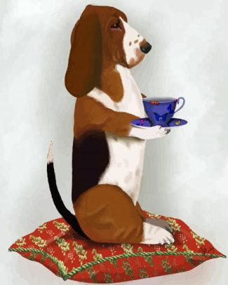 Basset Hound Drinking Coffee diamond painting