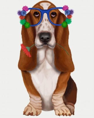 Basset Hound And Glasses diamond painting