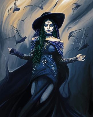 Bat Witch diamond painting