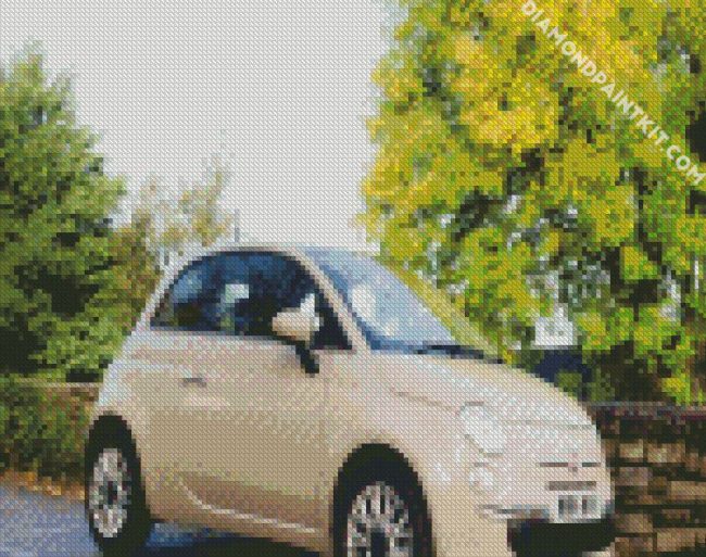 Beige Fiat 500 Car diamond painting