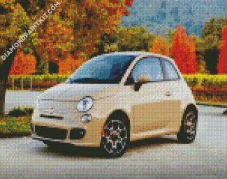 Beige Fiat 500 diamond painting