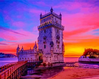 Belem Tower At Sunset diamond painting