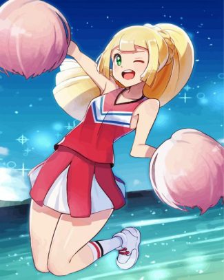 Blonde Anime Girl Cheerleader diamond painting