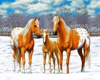 Blonde Appaloosa Horses diamond painting