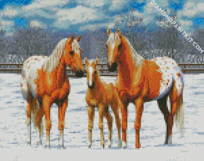 Blonde Appaloosa Horses diamond painting