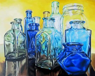 Blue Glass Bottles diamond painting