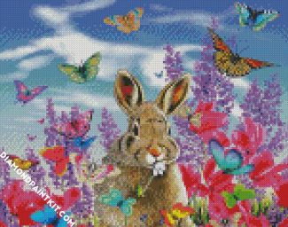 Bunny Rabbit And Butterflies diamond painting