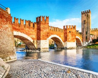 Castelvecchio Bridge Verona Italy diamond painting