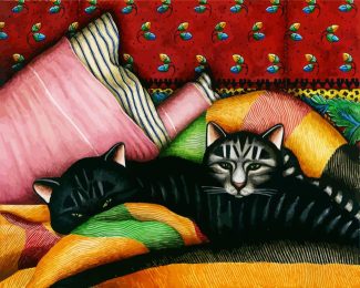 Cats In Blanket diamond painting