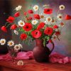 Chamomile And Poppy Vase diamond painting