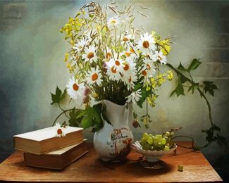 Chamomile Vase Still Life diamond painting