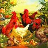 Chickens And Hens In Farm diamond painting