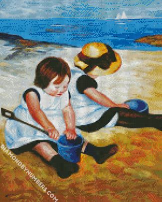 Children Playing On The Beach Cassat diamond painting