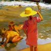 Children On The Seashore By Sorolla diamond painting