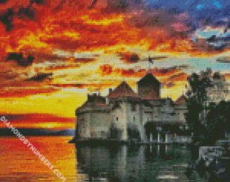 Chillon Castle Sunset diamond painting