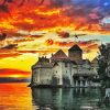 Chillon Castle Sunset diamond painting