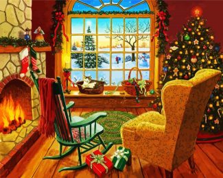 Christmas Celebration Fireplace diamond painting