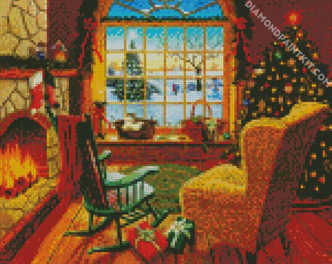 Christmas Celebration Fireplace diamond painting