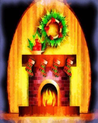 Christmas Fireplace diamond painting