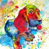 Colorful Basset Hound diamond painting