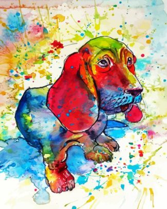 Colorful Basset Hound diamond painting