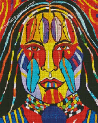 Colorful Indigenous Girl diamond painting