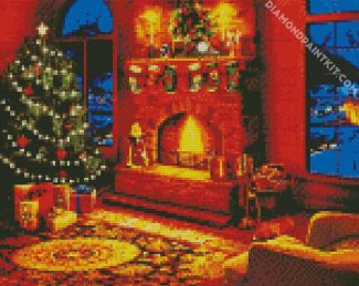 Cozy Cabin Fireplace diamond painting