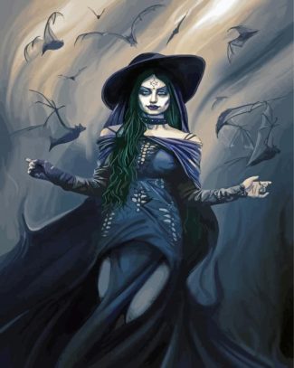 Creepy Bat Witch diamond painting