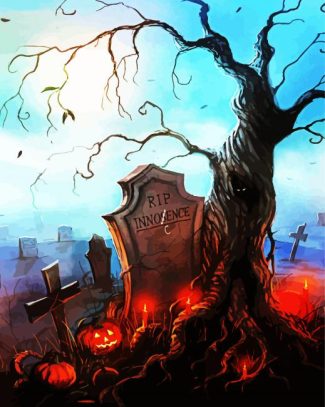 Creepy Halloween Graveyard diamond painting