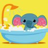 Cute Elephant In Bathtub diamond painting