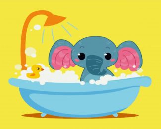 Cute Elephant In Bathtub diamond painting