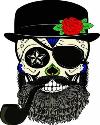 Day Of The Dead Pirate Skull With Beard diamond painting