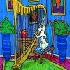 Dog Playing Harp diamond painting