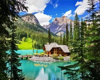 Emerald Lake Lodge Yoho National Park diamond painting