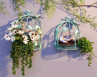 Floral Bird Cage diamond painting