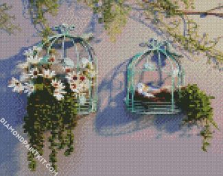 Floral Bird Cage diamond painting