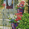 Flowers Vase On Doorstep diamond painting