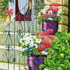 Flowers Vase On Doorstep diamond painting