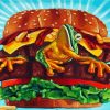 Frog In Burger diamond painting