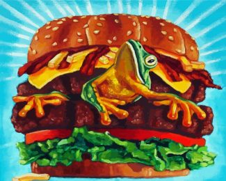 Frog In Burger diamond painting