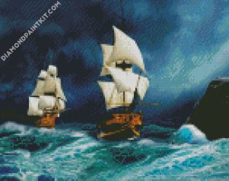 Galleon Sailing Ships In Sea diamond painting